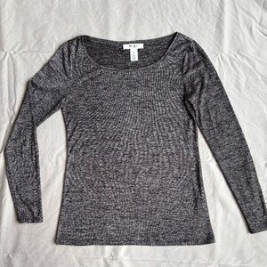 White House Black Market Womens XS Black Metallic Long Sleeve Shirt